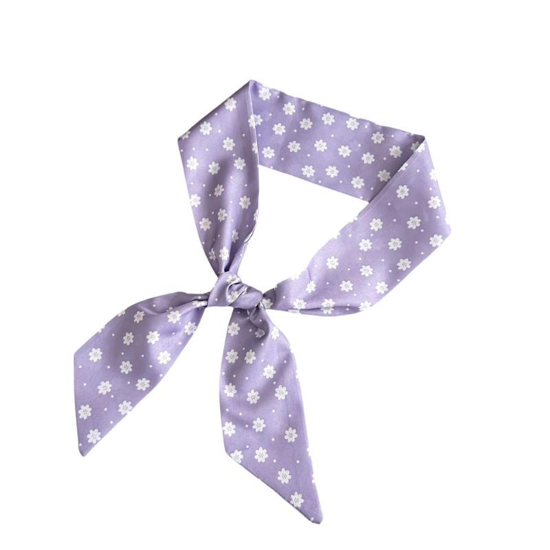 Purple long silk scarf, new polka dot scarf, headscarf tied hair band, bag tied streamer, decorative small scarf, belt.