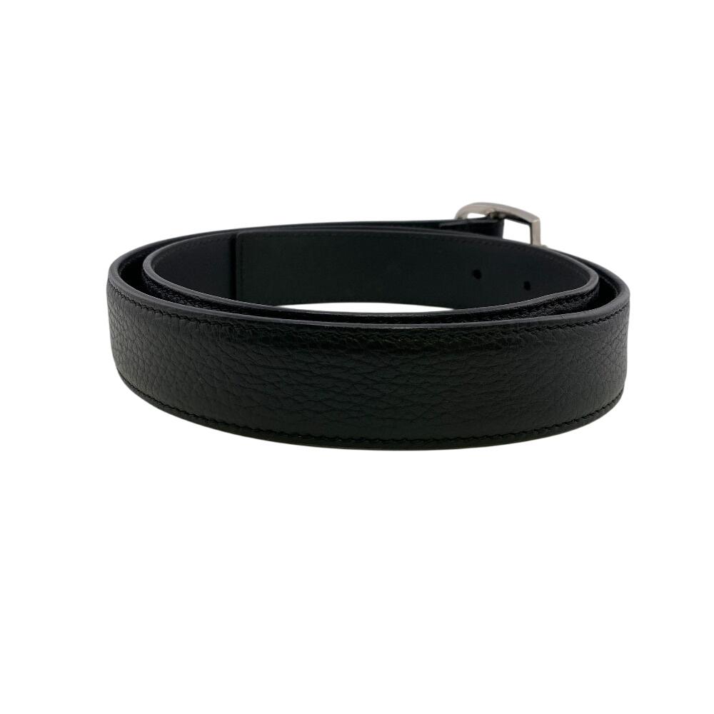 GUCCI 510309 leather CAOON belt black leather unisex Used