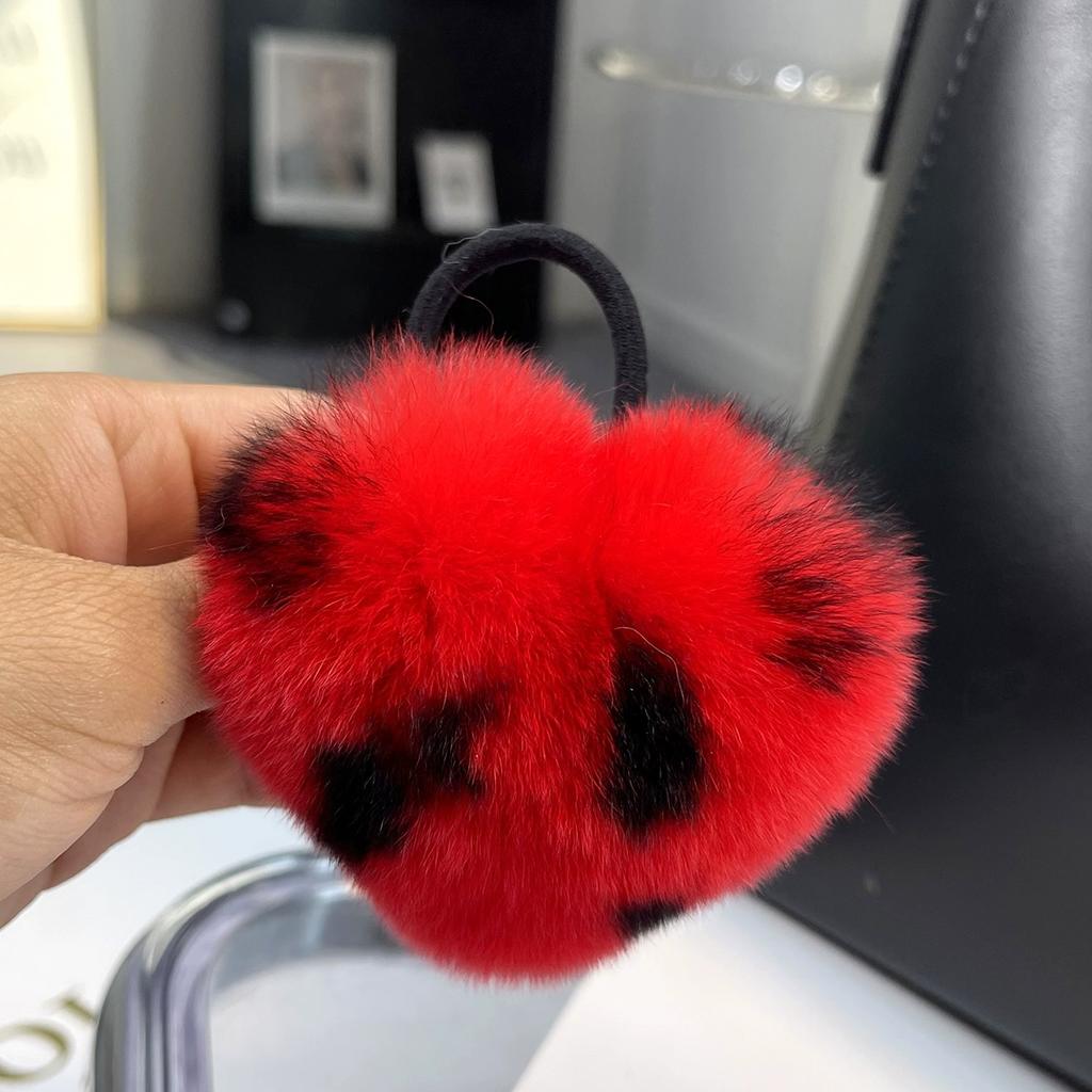 Korean cute Rex rabbit hair band ponytail headrope Internet celebrity high sense hair rope plush love headgear autumn and winter women