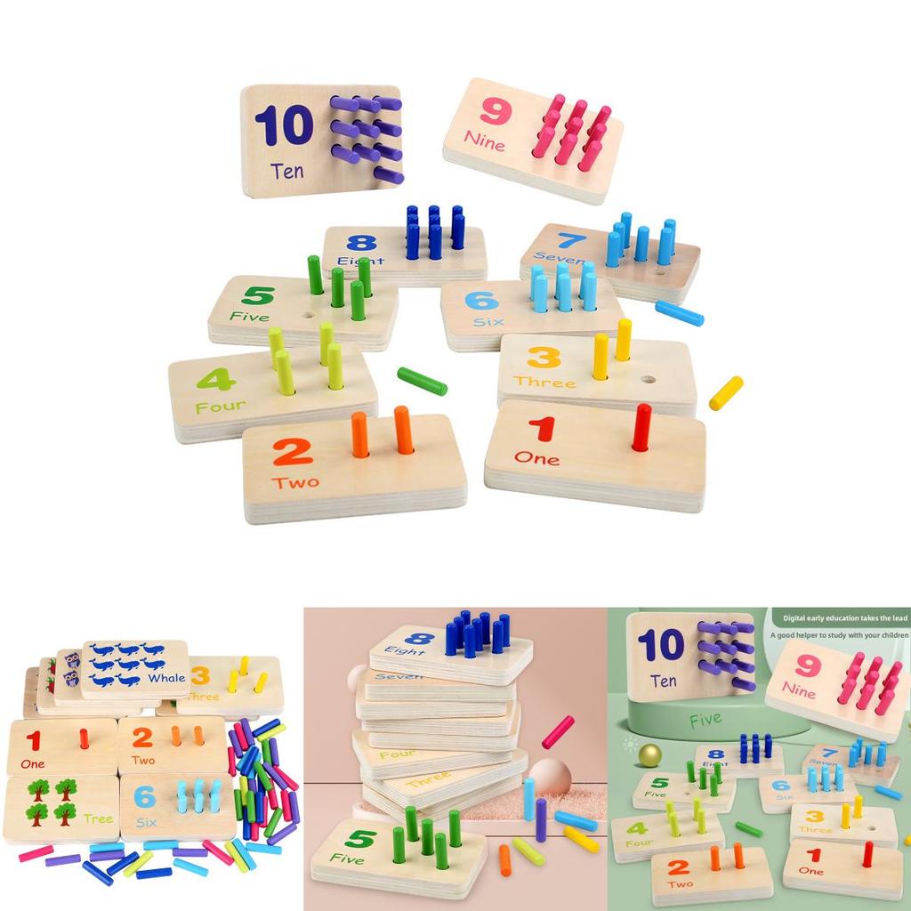 Wooden Montessori Math Learning Stick Color Recognition Matching Board Educational Toy For Early Childhood