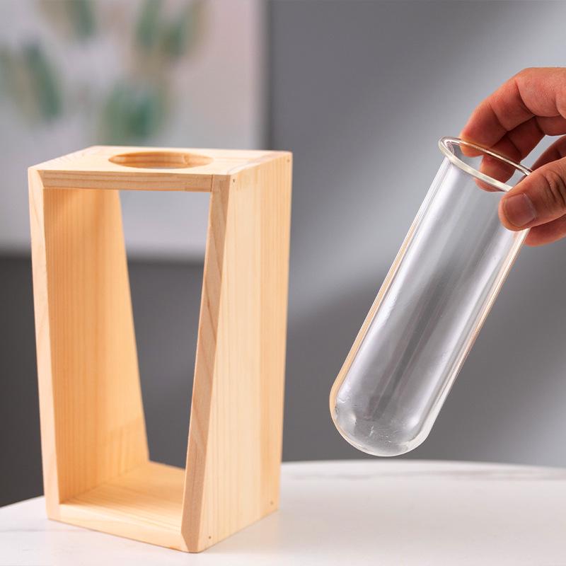 Retro Wooden Hydroponic Vase: Fresh Living Room Desktop Ornament for Chlorophytum.