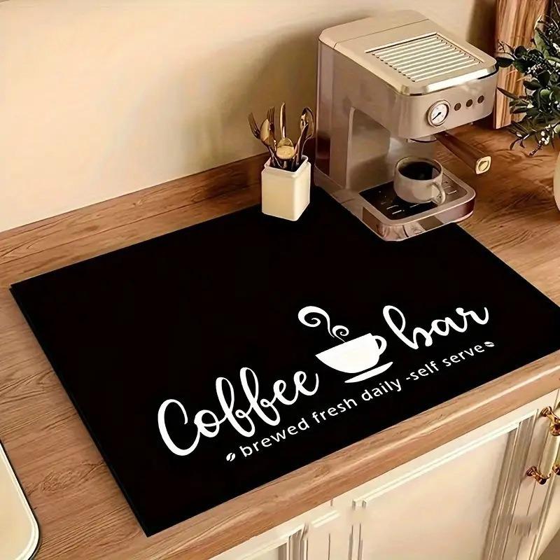 1ks Gumová sušicí podložka s retro kávovým nádobím Pro kavárny Restaurace Kuchyň Kobercové nádobí Odolné Diatom Mud Stolní podložka Pet Mat Coffee