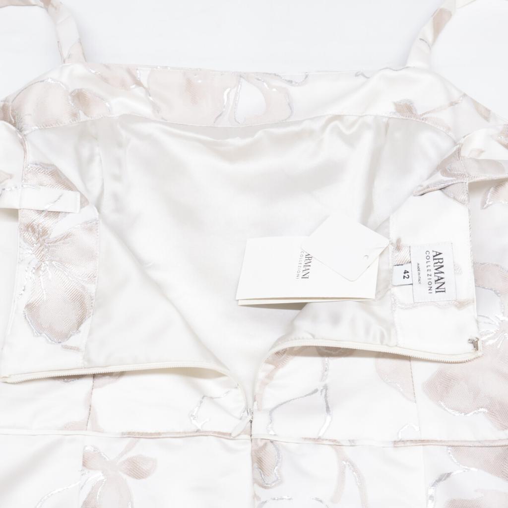 Armani Collezioni [/Domestic Regular] Flower Print Sleeveless Top Dress 42 White / SilverUsed