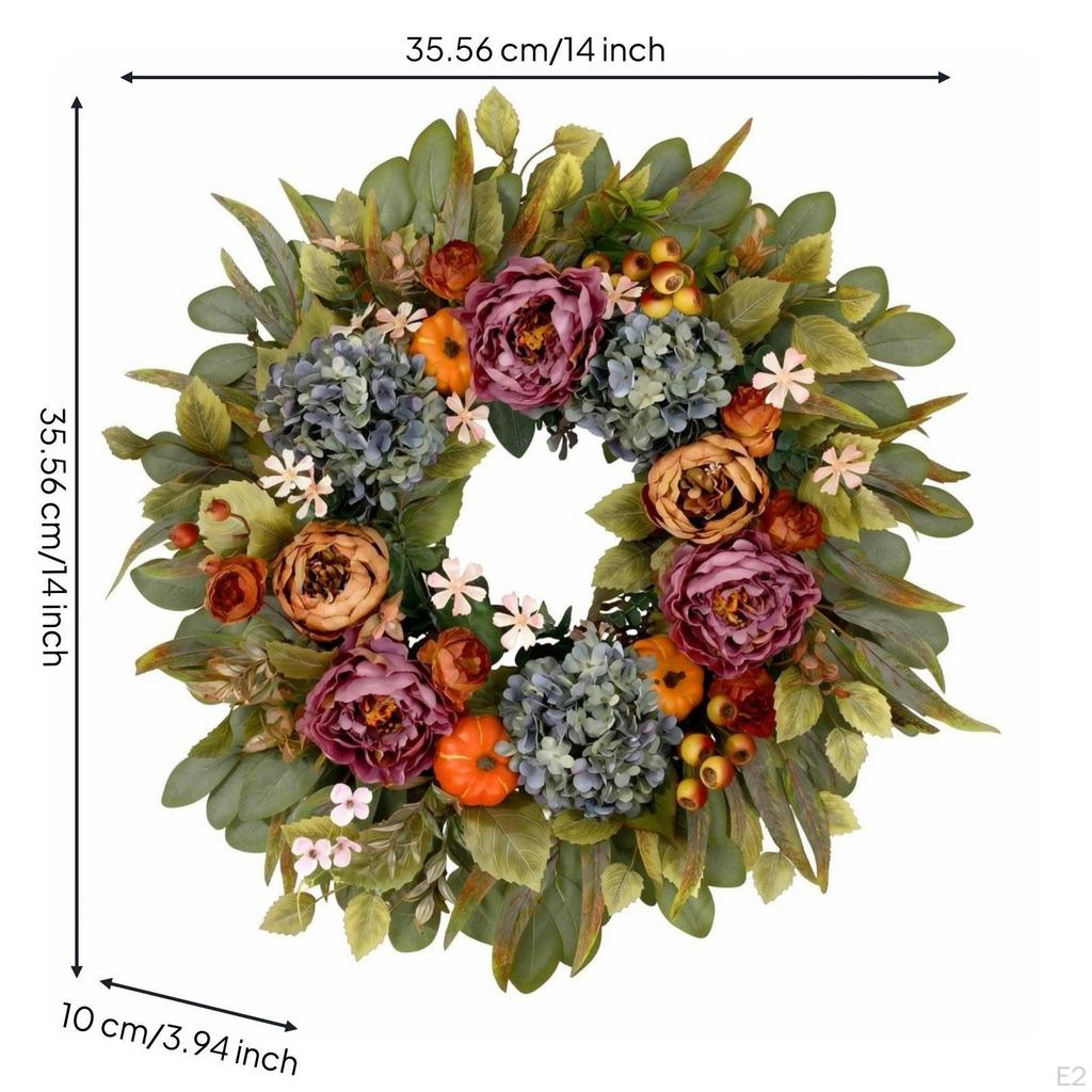 Hydrangea Peony Wreath Lifelike Fall Door Seasonal for Thanksgiving