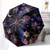 Celestial Stars Moon Round Tablecloth Space ThemeDecorative CoverUmbrella, Portable 3-Fold Compact Umbrella for Men & Women Gift