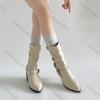 Fashion Comemore Beige Fashion Western Mid-calf Boots for Women New Autumn Thick Middle Heel Pointed Toe Stacked Short Botas Femininas