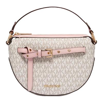 MK Emilia Monogram Heart Kožená taška přes rameno Crossbody Dámské tašky Růžová Vanilla-Bílá 35S1GU5C6B-640