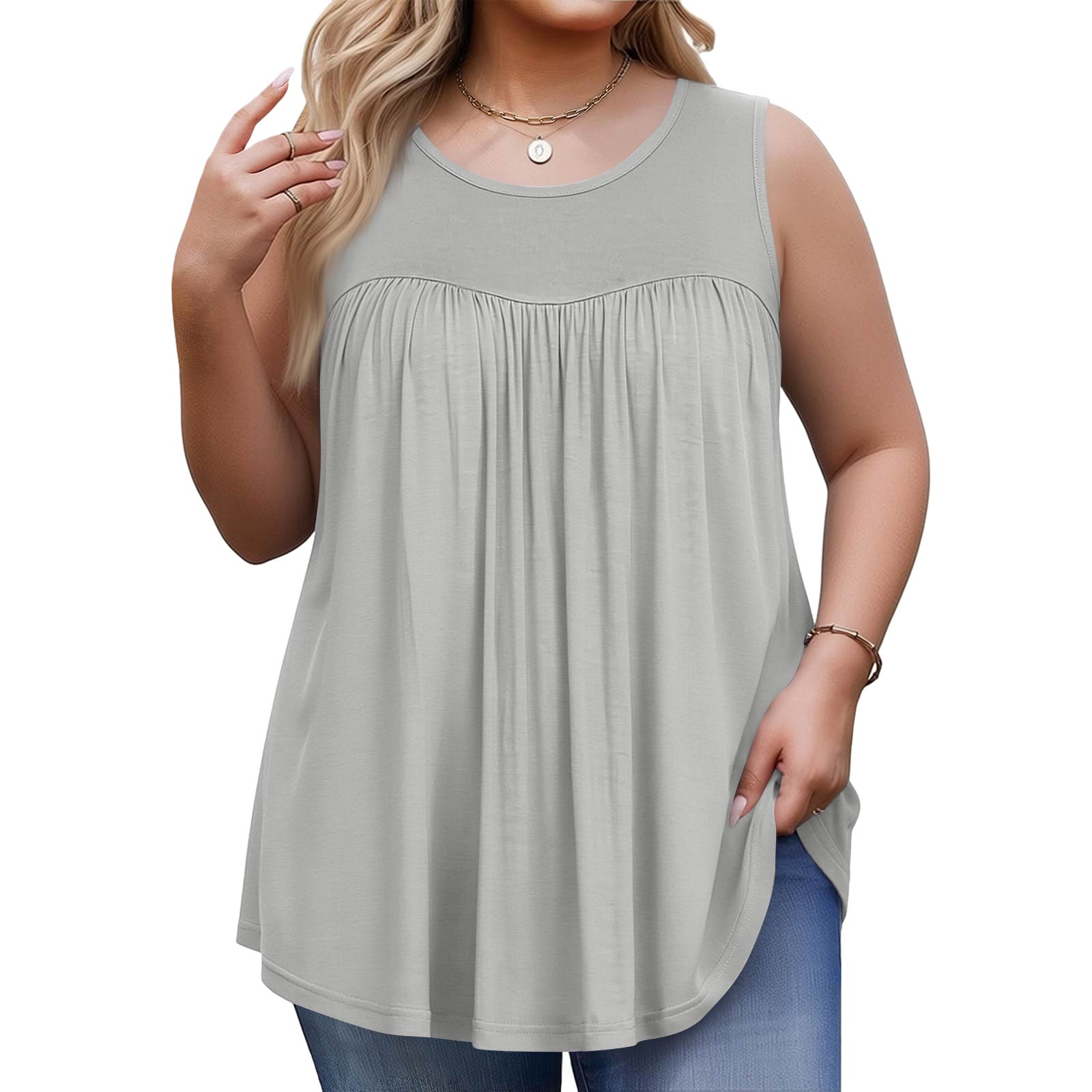 Women s Plus Size Fashionable Casual Loose-Fit Sleeveless Top XL
