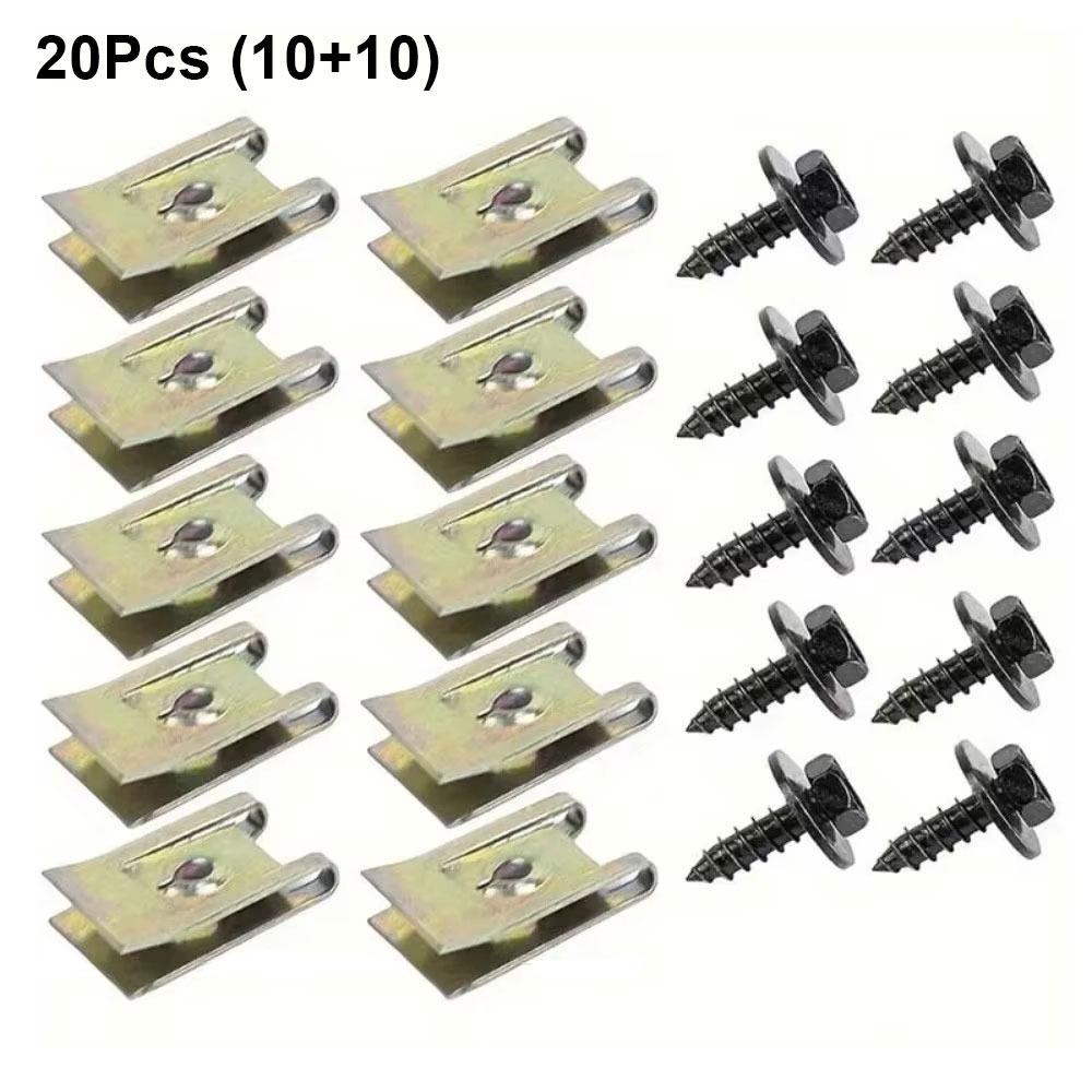 20/40/60Pcs Mixed Car Metal Screws with Screw Nut/Screw Washers New Tapping Fastener Clip 20Pcs