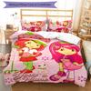 3pcs Princess Strawberry Cover Set - Personalized Name, HD Printed Bedding with 1 Cover and 2 Pillowcases - Perfect for Home Decor, Easy Care