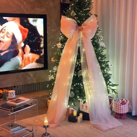 Yousheng Schleifenanhänger Lange Schleppe Extra Große Schleifenschmuck Flexible Tüllschleife Hochzeit Weihnachtsfeier Autofenster Rasendekor