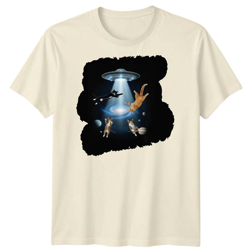 SciFi Alien Abduction Cats Ufo Unisexs TShirt Space Galaxy Graphic