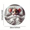 Cozy Mouse In Blanket Metal Sign 12 Inch Round Iron Wall Art for Home Farmhouse Cafe Winter Decor