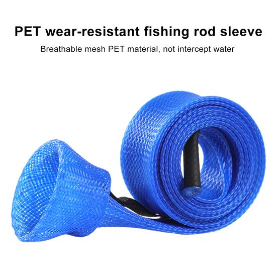 170CM Fishing Rod Sleeve with Capped Tip Stretch Breathable Mesh PET Lightweight Foldable Fishing Pole Protector Fishing Accessories