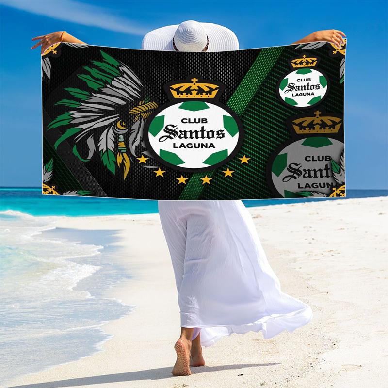 Santos Laguna Print Beach Towel, Large Soft Quick Dry Towel for Beach Camping Swimming