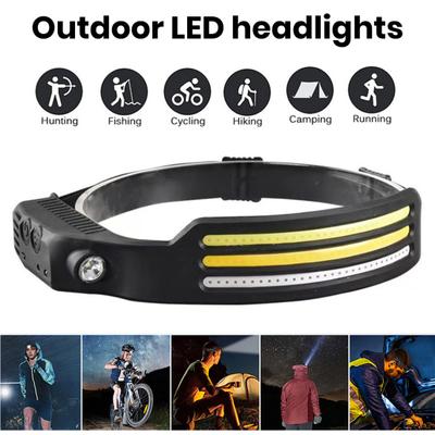 LED-Stirnlampe mit Bewegungssensor, hohe Helligkeit, mehrere Beleuchtungsmodi, wasserdicht, wiederaufladbar, USB-Scheinwerfer, LED-Taschenlampe