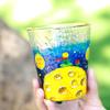 Rainbow Sheen Hand-Painted Glass Cup - Bling Design for Summer