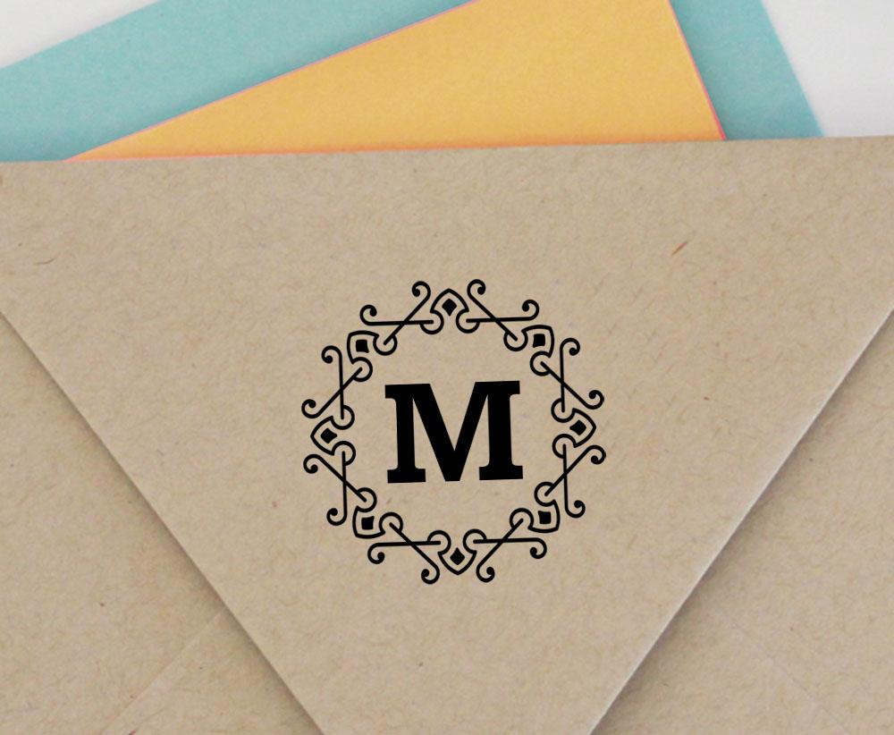 Printtoo Alphabet M Monogram Octagon Celtic Swirl Frame Self Inking Rubber Stamp Office