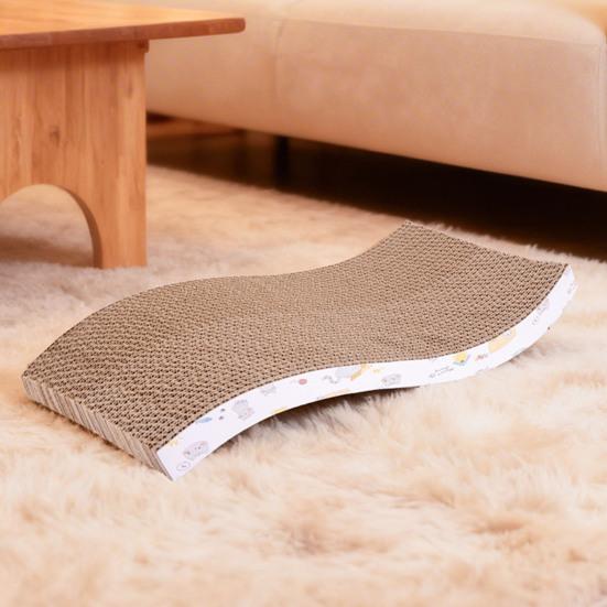 Cat Scratching Post No-Shedding High-Density Corrugated Paper Wave Shape Design Household Cat Scratcher