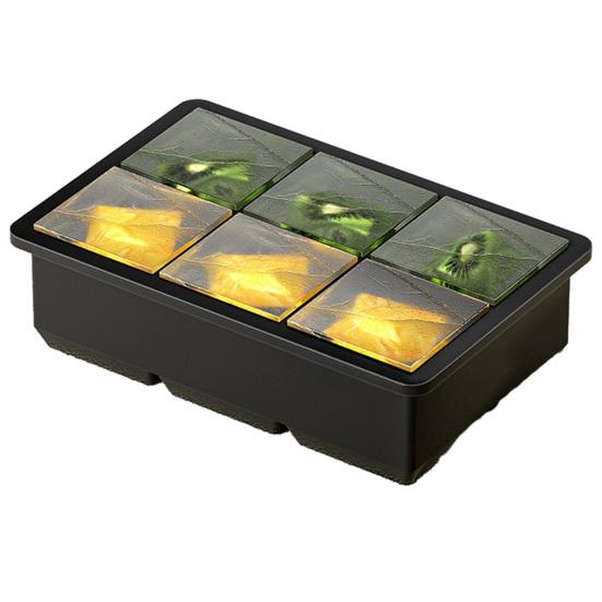 Square Silicone Ice Cube Tray with Lid  6-Cavity Easy Release Ice Cube Mold Stackable BPA-free Ice Cube Maker Dishwasher Safe Home Bar Essential