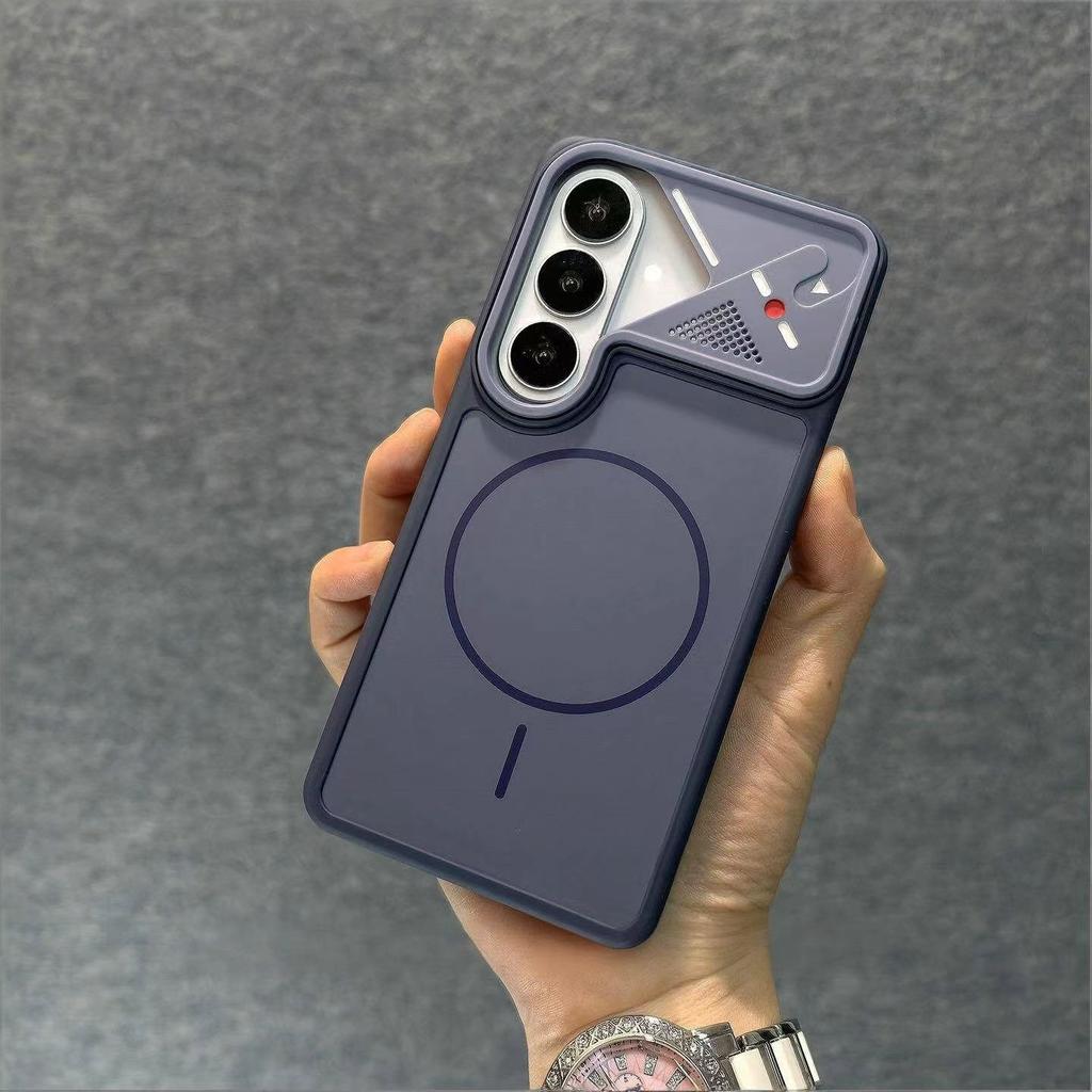 Applicable to Samsung S26Ultra mobile phone case, skin contrast color matte, magnetic suction S26 anti-drop mecha wind frame