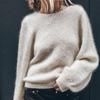 2026 Backless Knit Sweater Plush Loose Fit Long Sleeve Womens Street Style Top