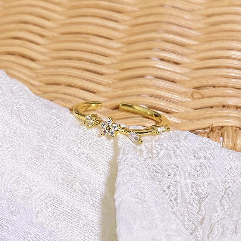 Gold Medieval Simple And Exquisite Light Luxury Zir*****Pen Ring Female Niche Design French High-End Ring