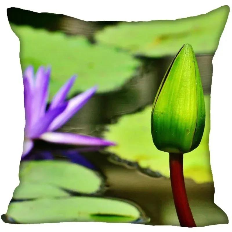 Luxury Home Decor Pillowcase Lotus Painting Art Pillowcase Living Room Sofa Cushion Cover