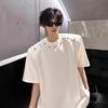 Metal Buckle Shoulder Pads Short Sleeves Men's Summer New Trend Design Casual T-shirt