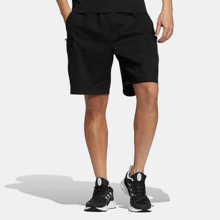 Adidas Originals Trefoil Logo Print Casual Straight Shorts Men Bottoms Black HK5156