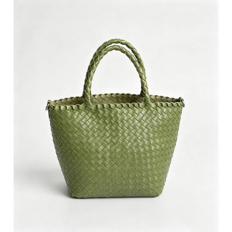 Handwoven Genuine Leather Tote Bag Women Large Capacity Casual Shoulder Handbag In Soft Full-Grain Cowhide