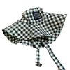 Summer lace-up small plaid bucket hat women's retro big brim sunshade sunscreen hat big head circumference shows small tide