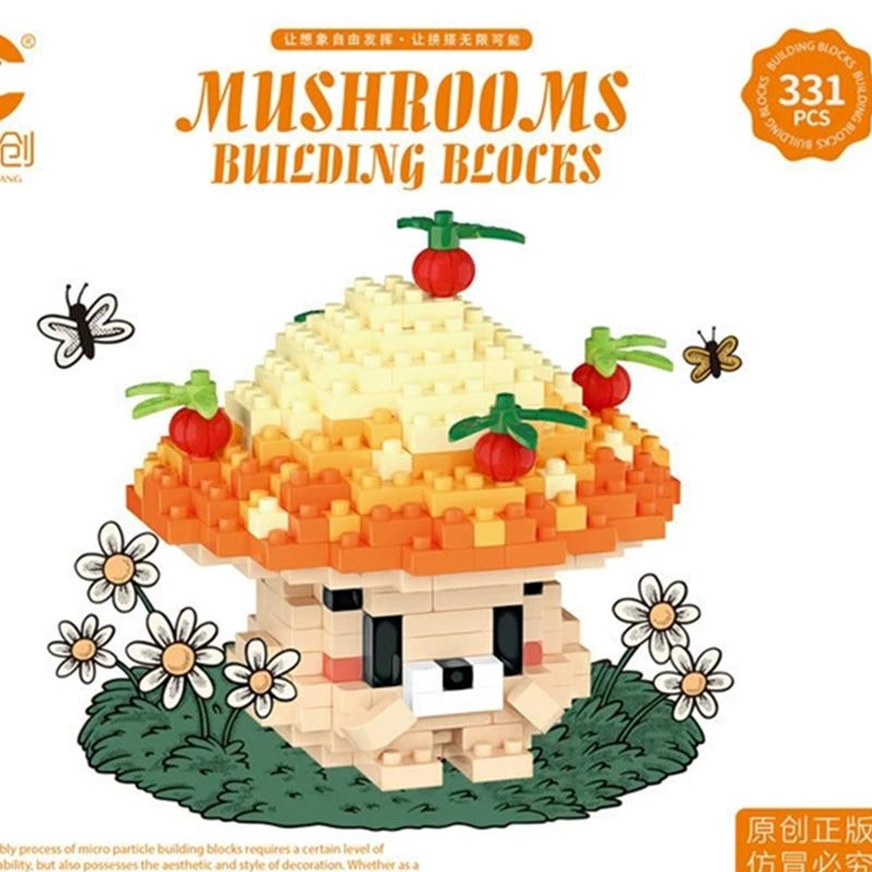 

НОВЫЙ DIY Гриб Мультяшный Кролик Медведь Супер Красочный Растение Грибы Набор Строительных Блоков для Девочек Кирпичики Модель из Фильма Детская Игрушка Дети miniblocks