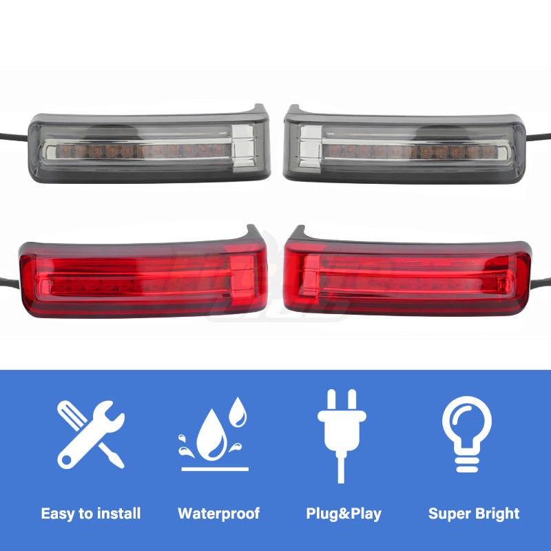 2xMotorcycle LED SaddleBag Turn Lamp Light Run Brake Light For Harley Touring Street Glide Road King FLHR Limited CVO 1997-2013