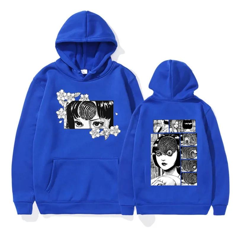 Japanese Anime Printed Hoodie Men Women Harajuku Retro Round Neck Long Sleeve Pullover Autumn Winter Fleece Sweatshirts