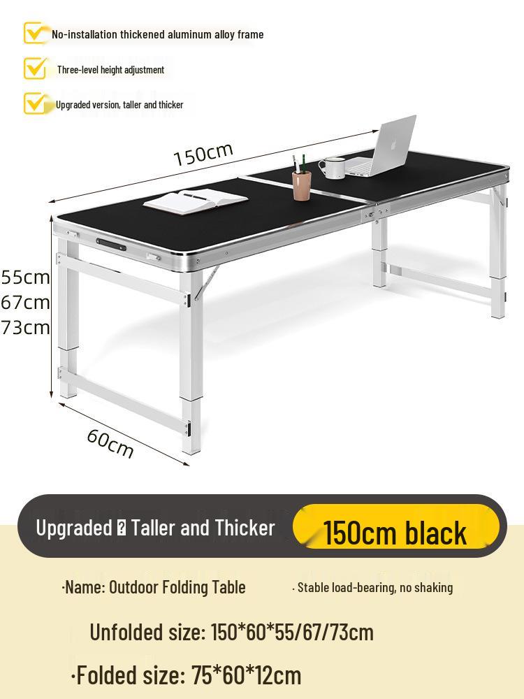 Adjustable Height Aluminum Folding Picnic Table & Chairs Set for Outdoor Camping & BBQ
