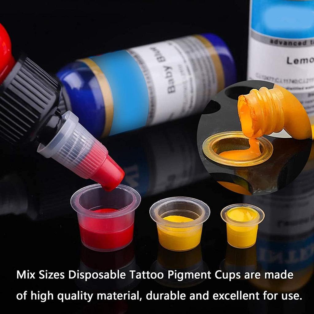 DM 100PCS Disposable Tattoo Ink Cups Plastic Pigment Clear Holder Container Caps Tattoo Permanent Makeup Microblading Supply