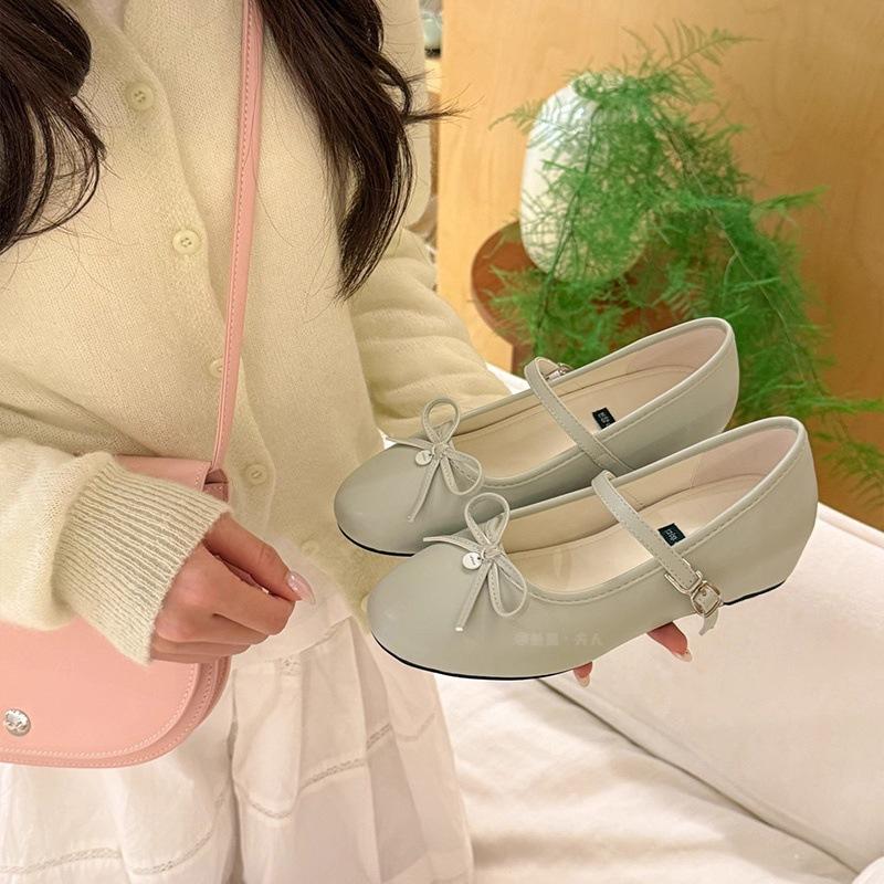Suding's fairy inner height increase with Mary Jane single shoes women's 2025 spring and summer new bow ballet shoes