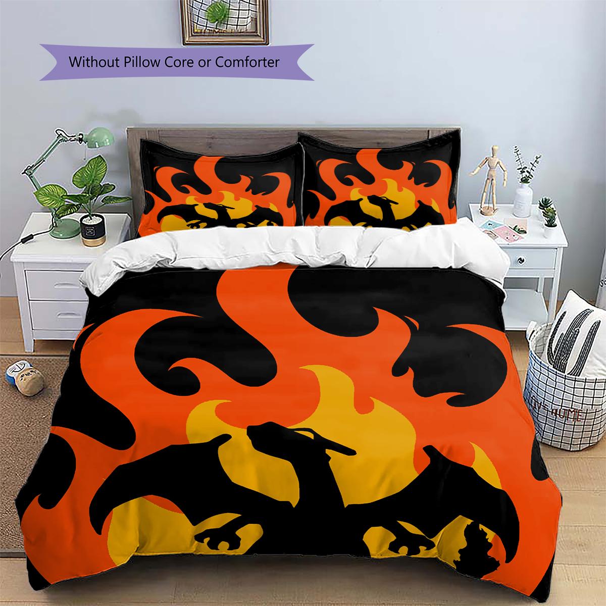 

Charmander Themed Duvet Cover & Pillowcases, Pokemon Fan Bedroom Bedding, Perfect Gift 135x200cm