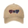 Rot Weiß Blau Drei Herzen Baseballkappe Unisex Used-Look Baumwolle Lässig Verstellbar Sommerhut