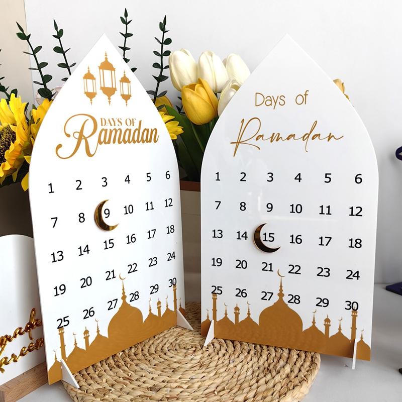 Ramadan Countdown Calendar Muslim Eid Al Fitr Party Desktop Plaque Calendar Acrylic Table Display Festival Countdown Calendar