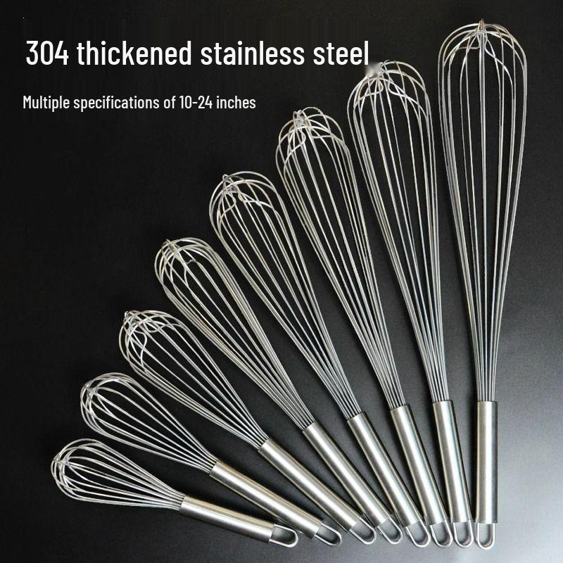Commercial 304 Stainless Steel Egg Beater - 16 Wire Whisk for Baking and Whipping Cream, Large Size