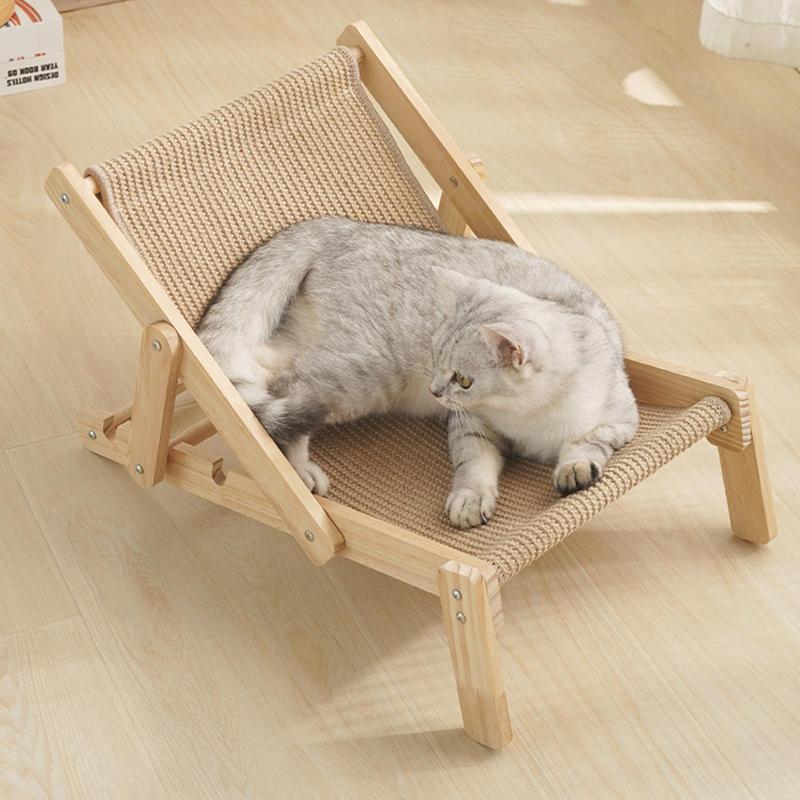 Katten Sisal Loungestoel Sisal Krabpaal Verhoogd Bed Katten Hangmat Verwijderbaar Sisal Kussen Verstelbaar Voor Binnenkatten Alle Seizoenen