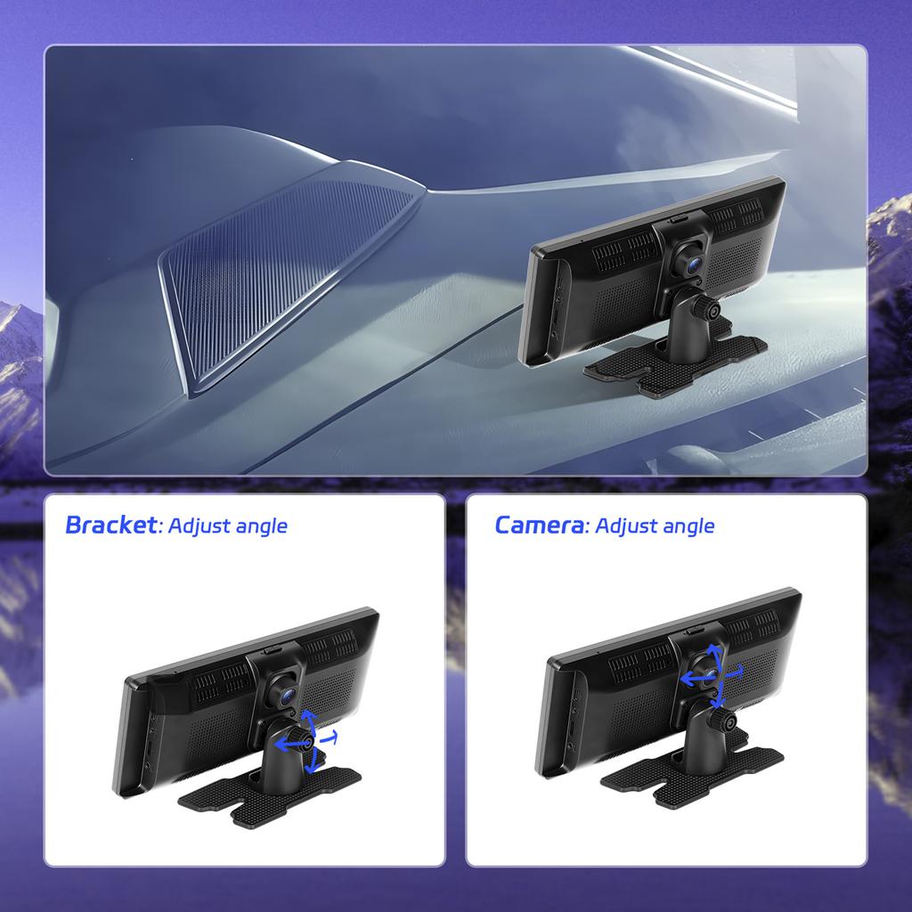 10.26" Portable Bluetooth Car Navigation Carplay Wireless Car Radio AHD Camera