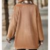Warm Winter Women Fleece Coat Mid Length Plaid Single Breasted Lapel Outerwear Europe America