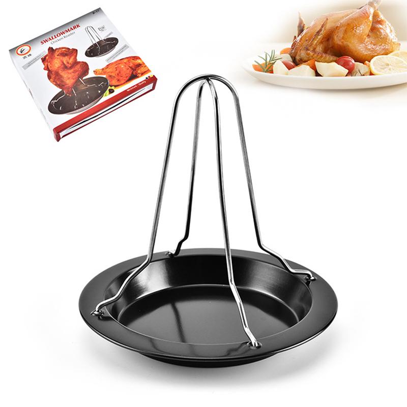Braten Grill Ständer Hähnchenbräter Rack Küche Outdoor Bbq Werkzeuge Kohlenstoffstahl Antihaft-gegrillte Hähnchenplatte