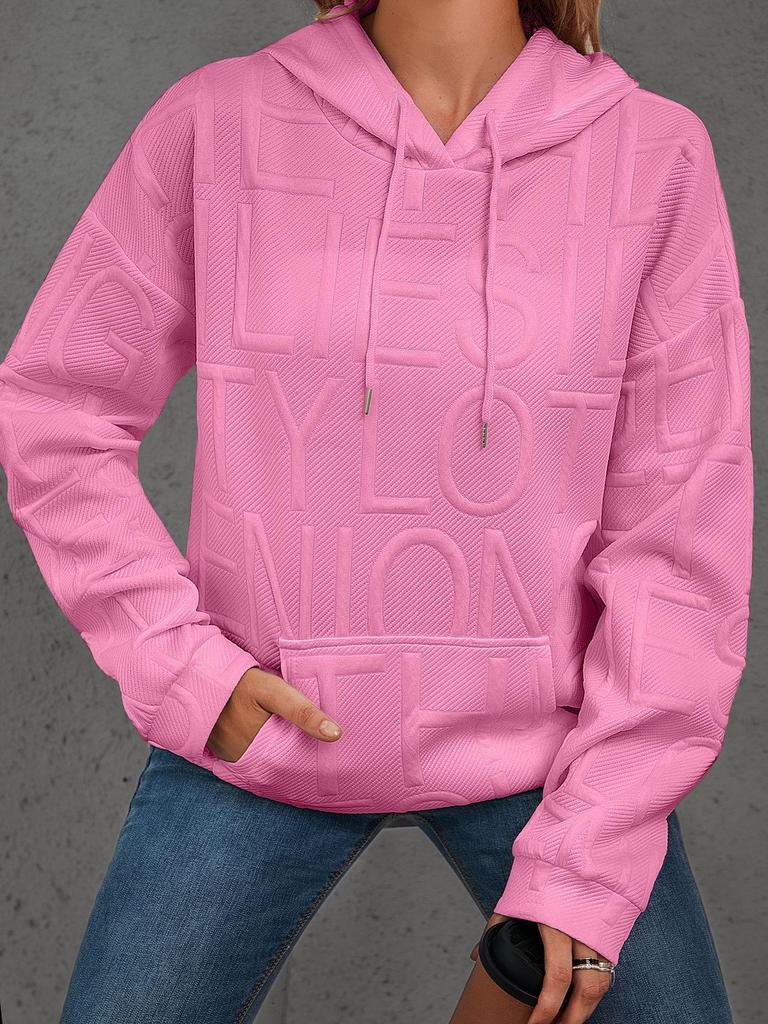 Damen Übergröße Herbst/Winter Casual 3D Buchstaben Jacquard Rundhals Pullover Sweatshirt