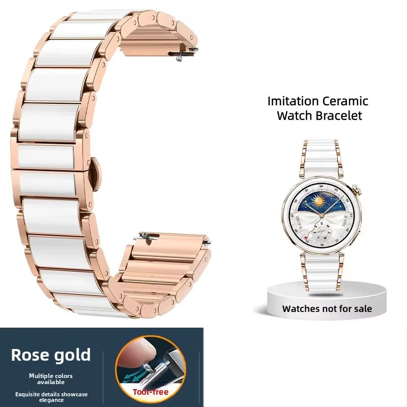 

18 мм Умный ремешок для часов Huawei 41 мм GT6/GT5 ремешок GT4 Имитация Керамики Белый розовый Часы GT5 Pro Женский 42 мм Модный Браслет For Huawei GT6 41mm