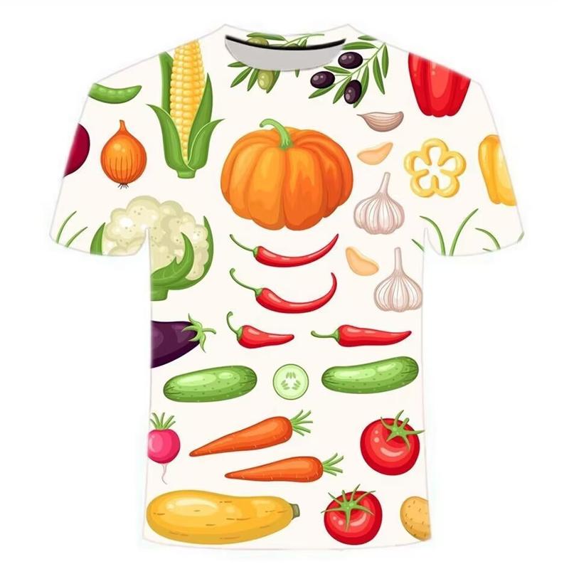 

3D Printed Creative Fresh Fruits T-Shirt For Men Vegetables Pattern Tees Summer Loose Round Neck 4XL