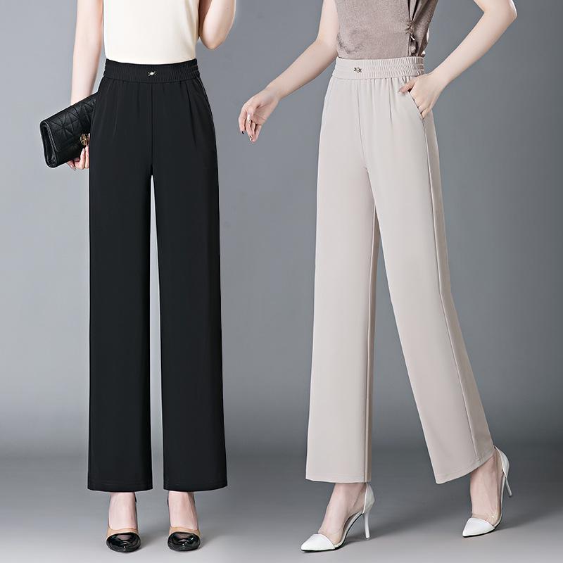 Plus Size Elastic Waist Casual Pants for Middle-aged and Elderly Women